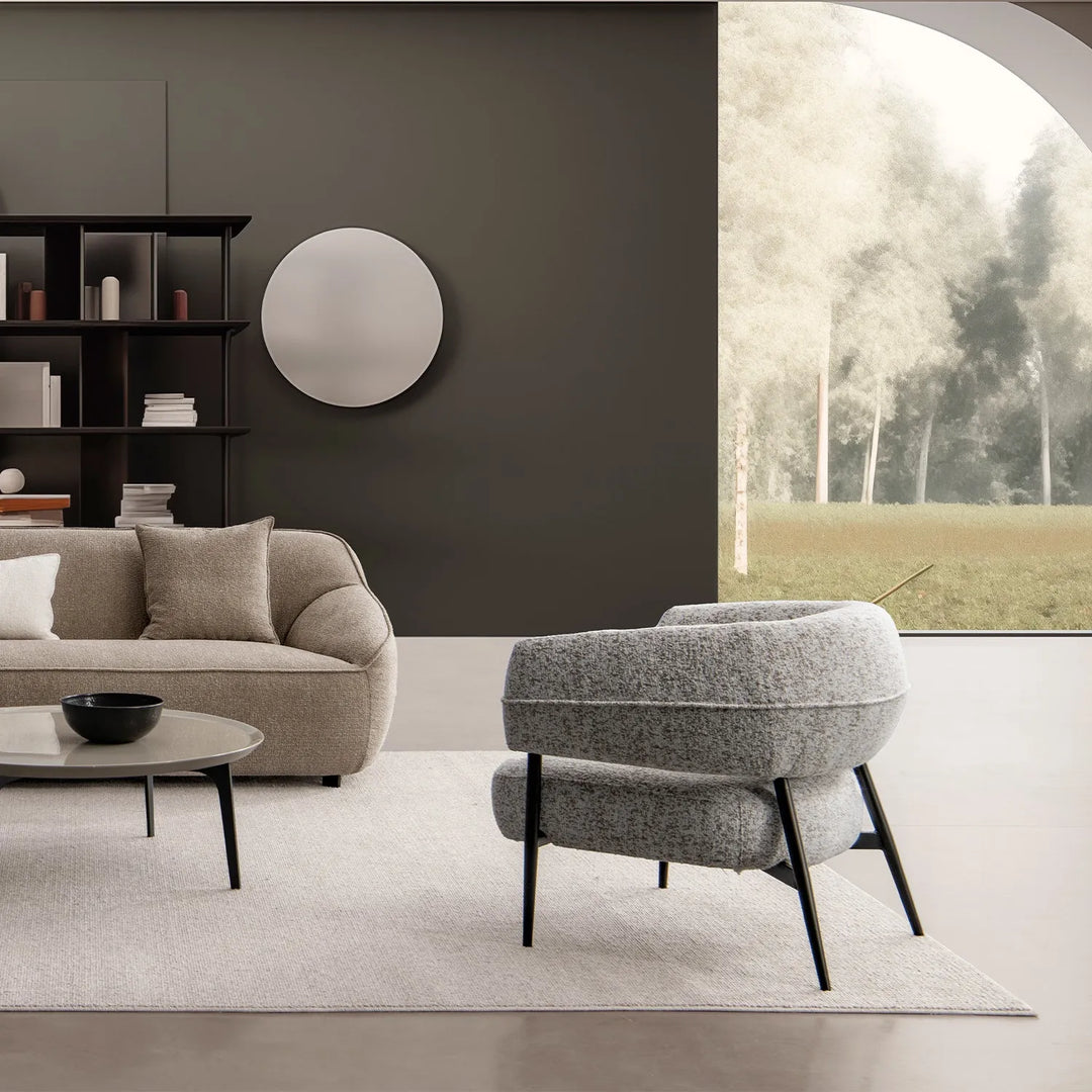 Modern mixed weave fabric 1 seater sofa bayeux primary product view.