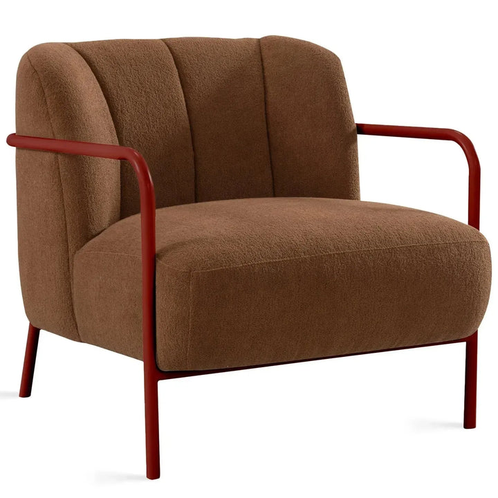 Modern sherpa fabric 1 seater sofa cloister in white background.