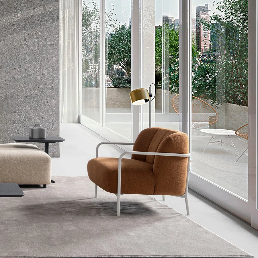 Modern sherpa fabric 1 seater sofa cloister primary product view.