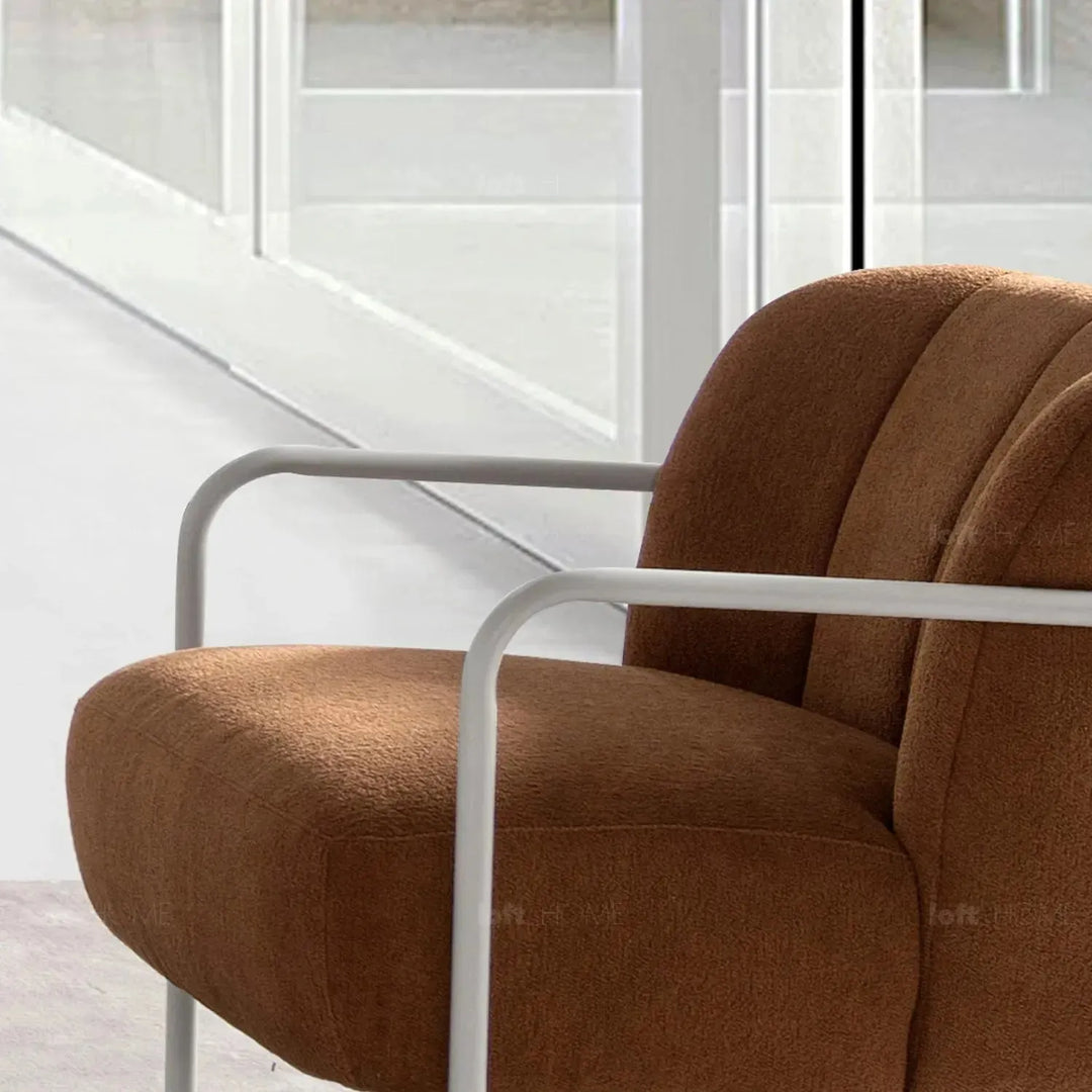 Modern sherpa fabric 1 seater sofa cloister in details.