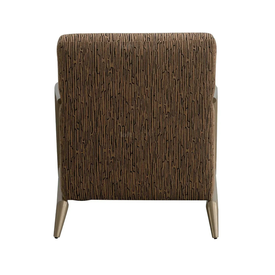 Modern mixed weave fabric 1 seater sofa feldspar in panoramic view.