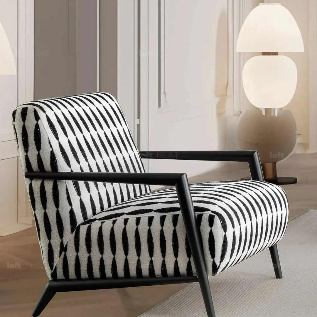 Modern mixed weave fabric 1 seater sofa feldspar in details.