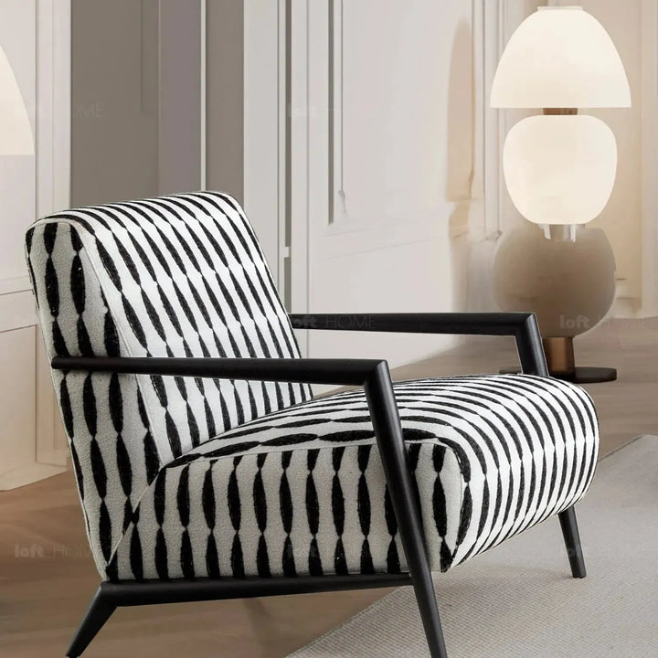 Modern mixed weave fabric 1 seater sofa feldspar in details.