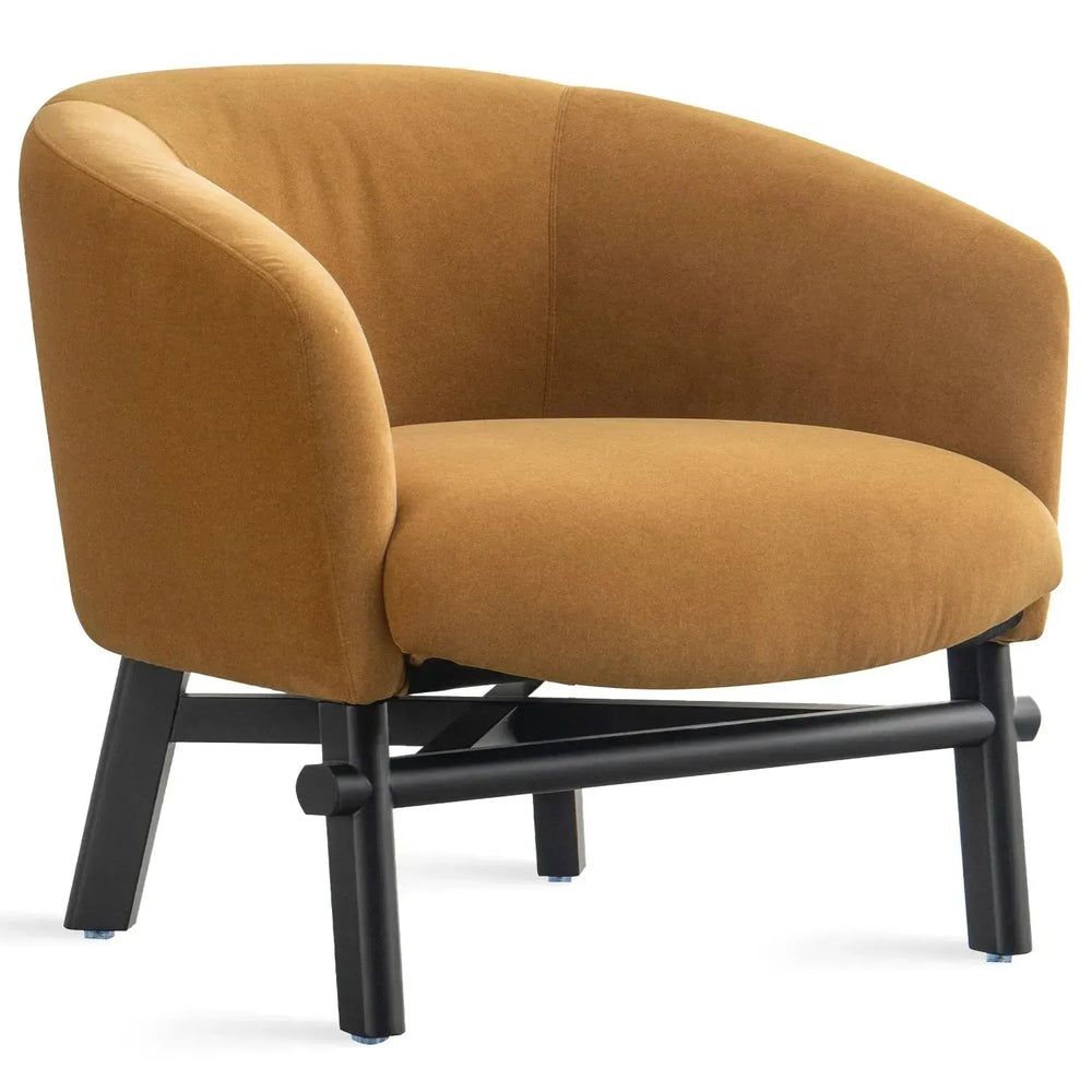 Modern suede fabric 1 seater sofa ginge in white background.