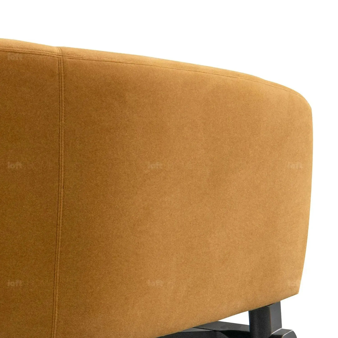 Modern suede fabric 1 seater sofa ginge in details.