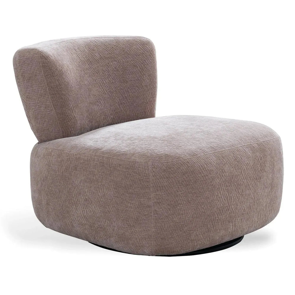 Cream corduroy velvet fabric revolving 1 seater sofa gnett in white background.