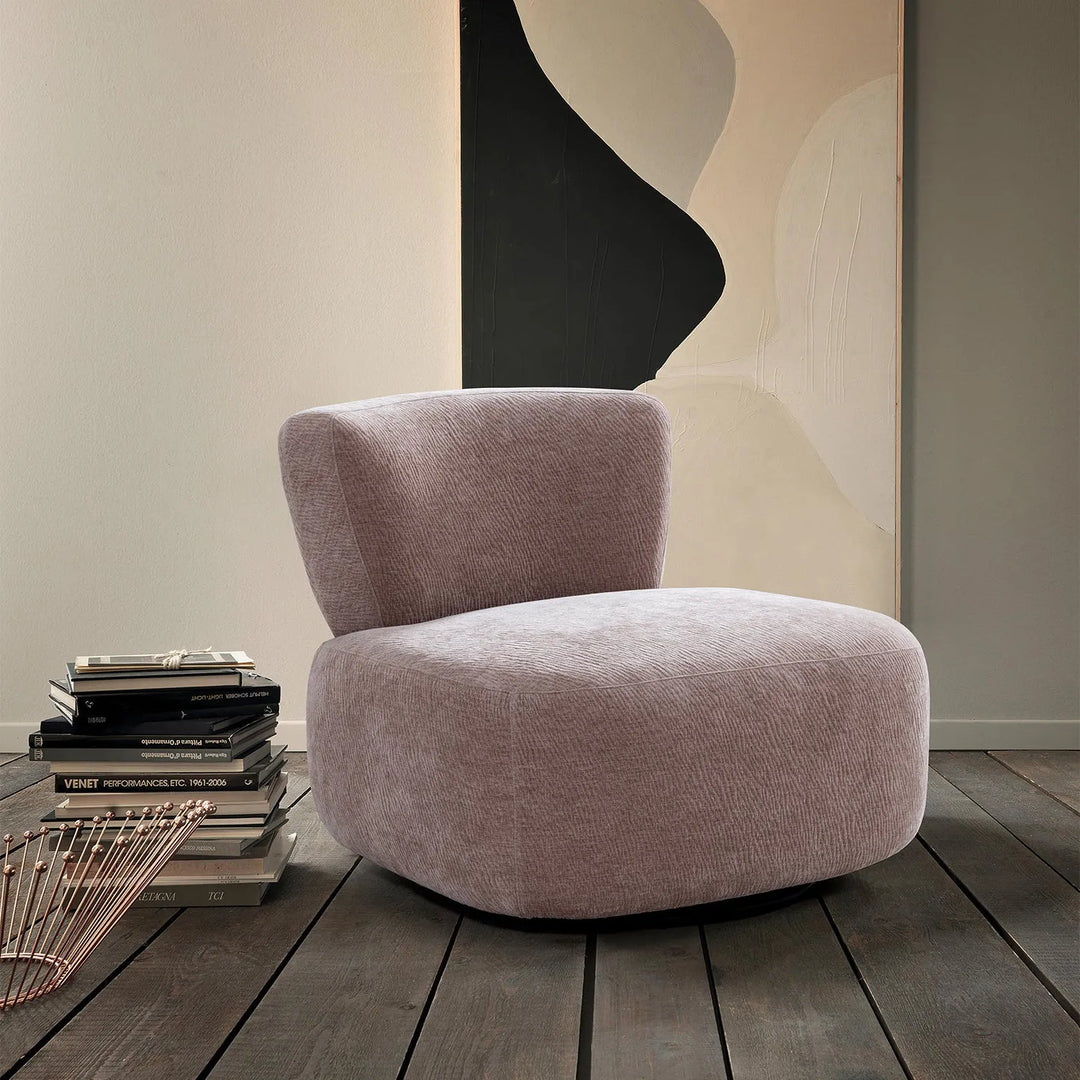 Cream corduroy velvet fabric revolving 1 seater sofa gnett primary product view.