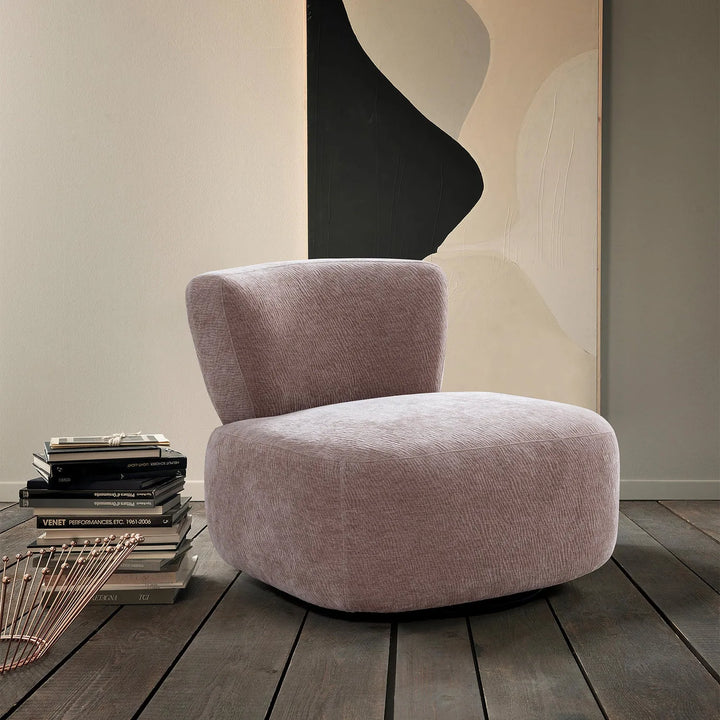 Cream corduroy velvet fabric revolving 1 seater sofa gnett primary product view.