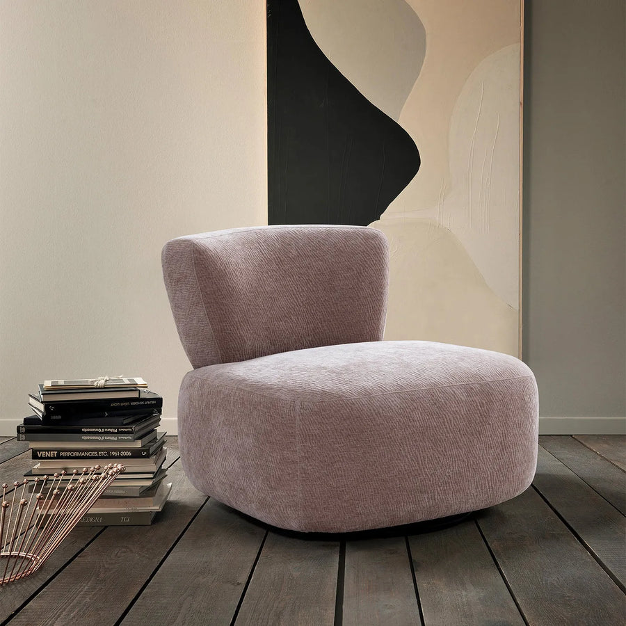 Cream corduroy velvet fabric revolving 1 seater sofa gnett primary product view.
