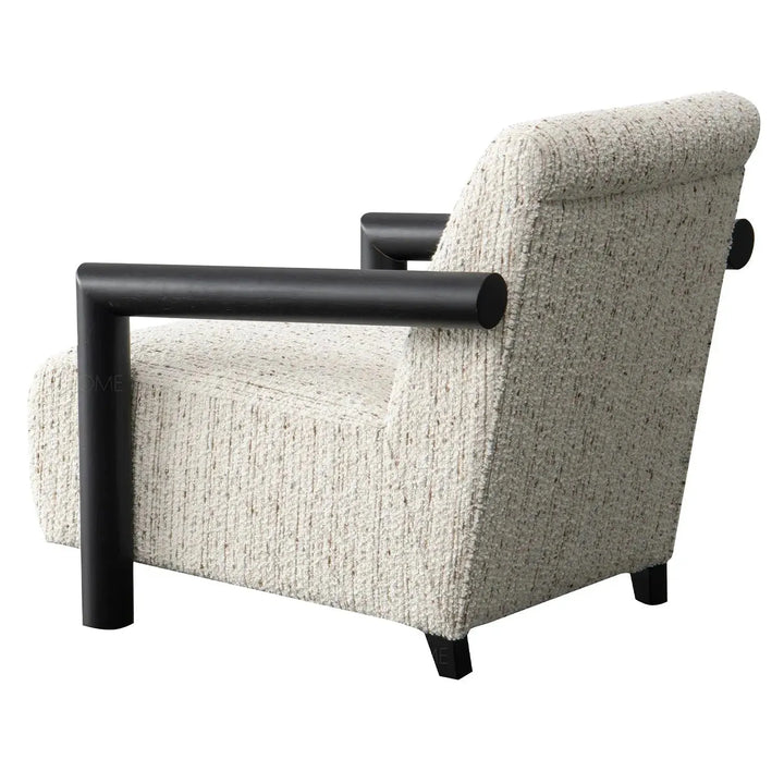 Modern sherpa fabric 1 seater sofa granitova in panoramic view.