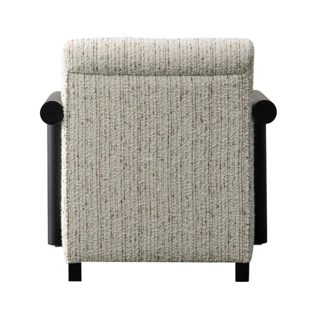 Modern sherpa fabric 1 seater sofa granitova in still life.
