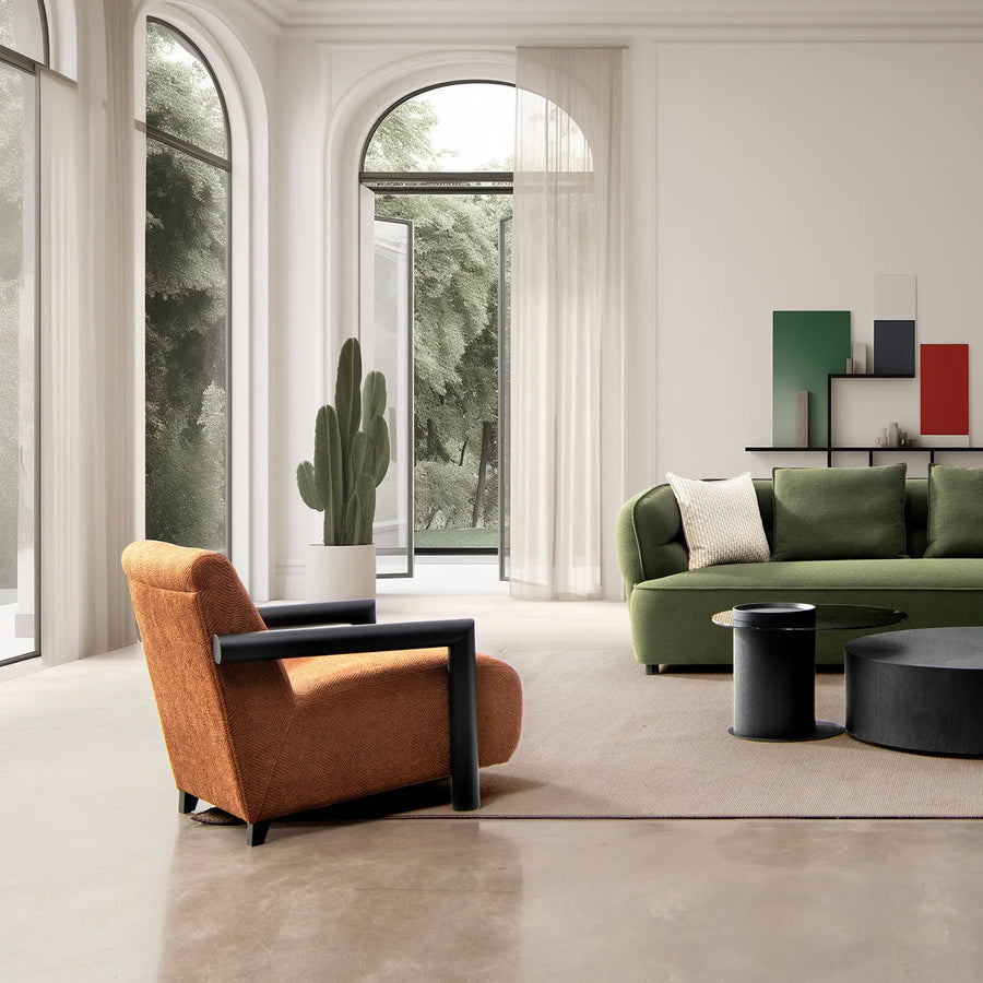 Modern sherpa fabric 1 seater sofa granitova primary product view.