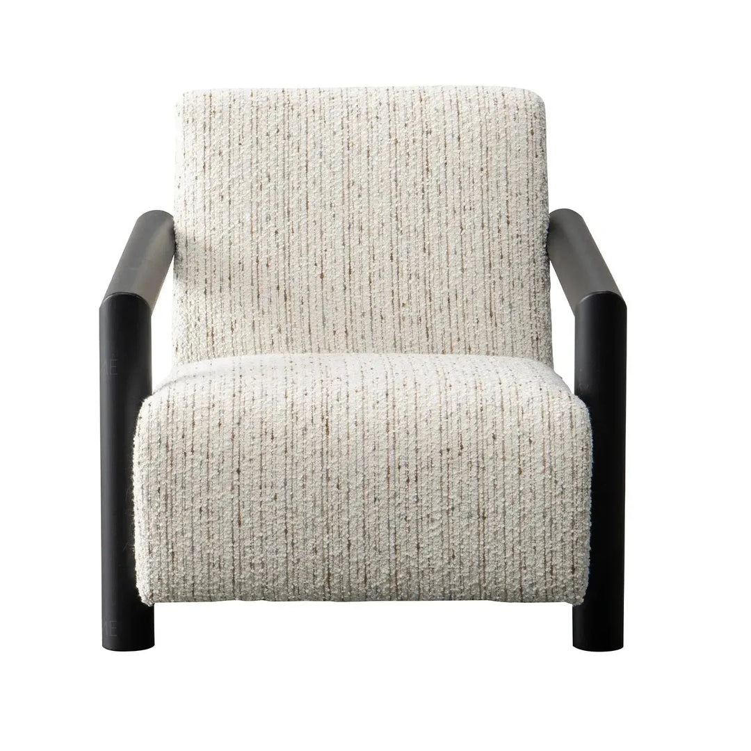 Modern sherpa fabric 1 seater sofa granitova in close up details.