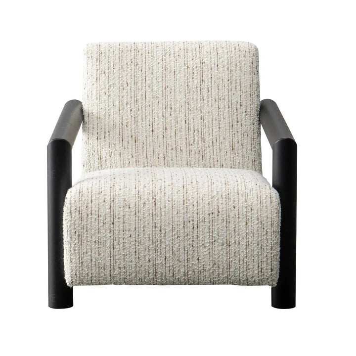 Modern sherpa fabric 1 seater sofa granitova in close up details.