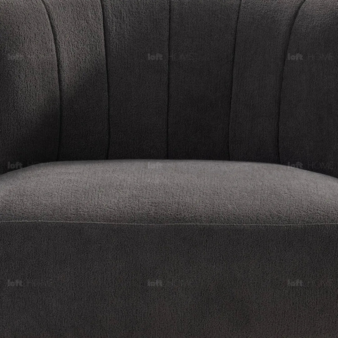 Modern sherpa fabric 1 seater sofa hedge in panoramic view.