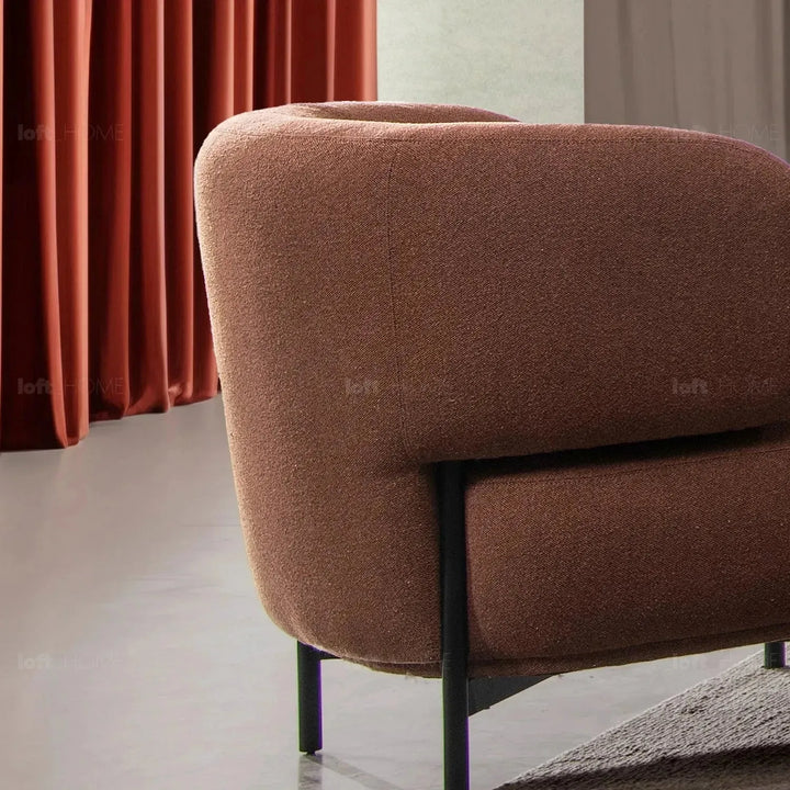 Cream mixed weave fabric 1 seater sofa hinger environmental situation.