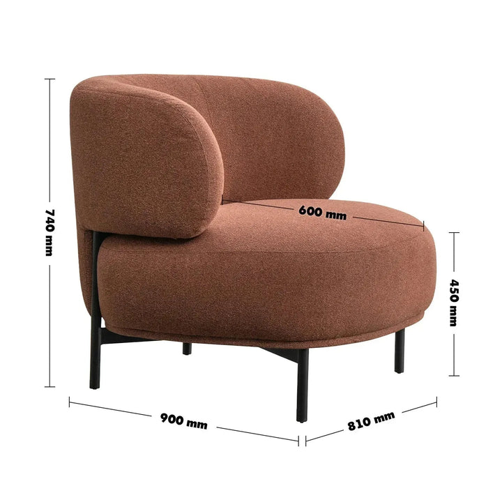 Cream mixed weave fabric 1 seater sofa hinger size charts.