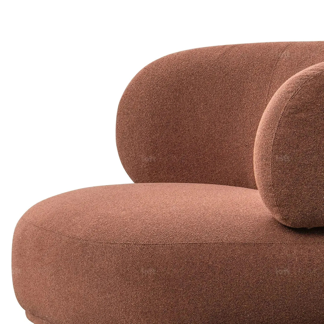 Cream mixed weave fabric 1 seater sofa hinger in details.