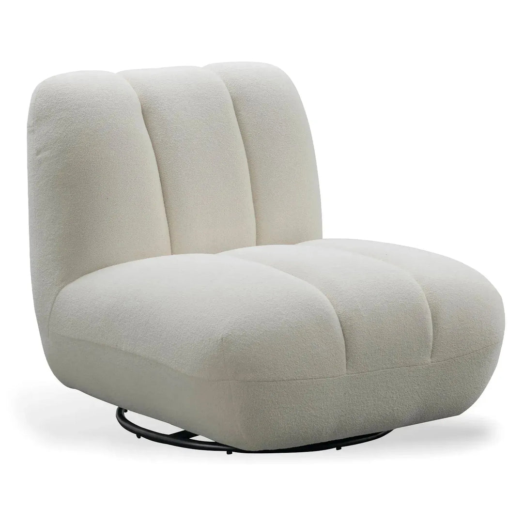 Cream sherpa fabric revolving 1 seater sofa limestone conceptual design.