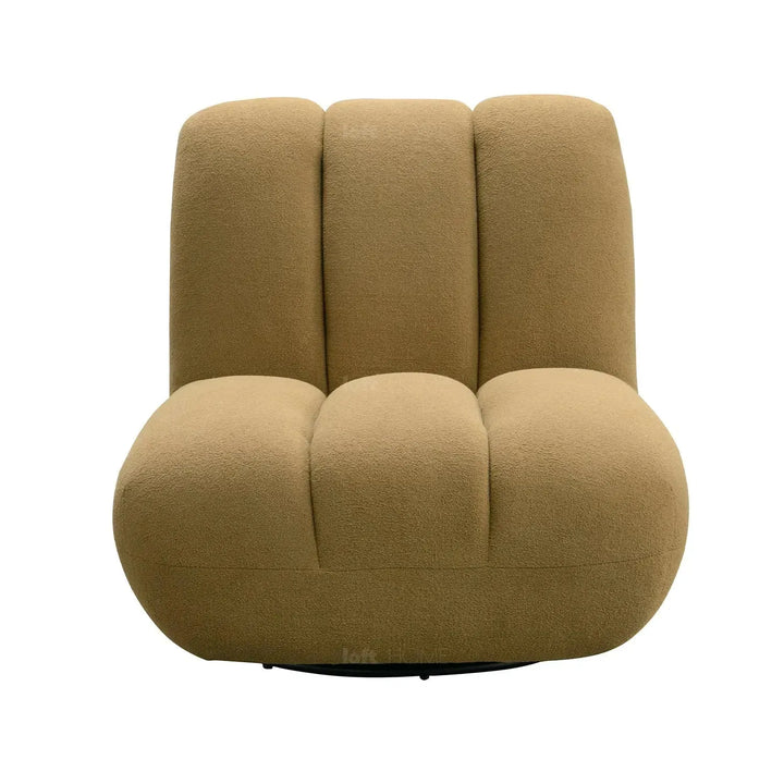 Cream sherpa fabric revolving 1 seater sofa limestone material variants.
