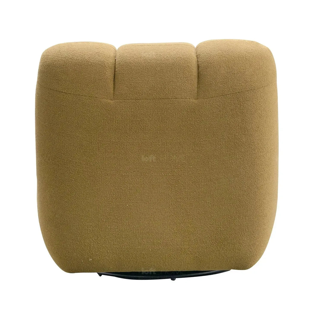 Cream sherpa fabric revolving 1 seater sofa limestone in real life style.