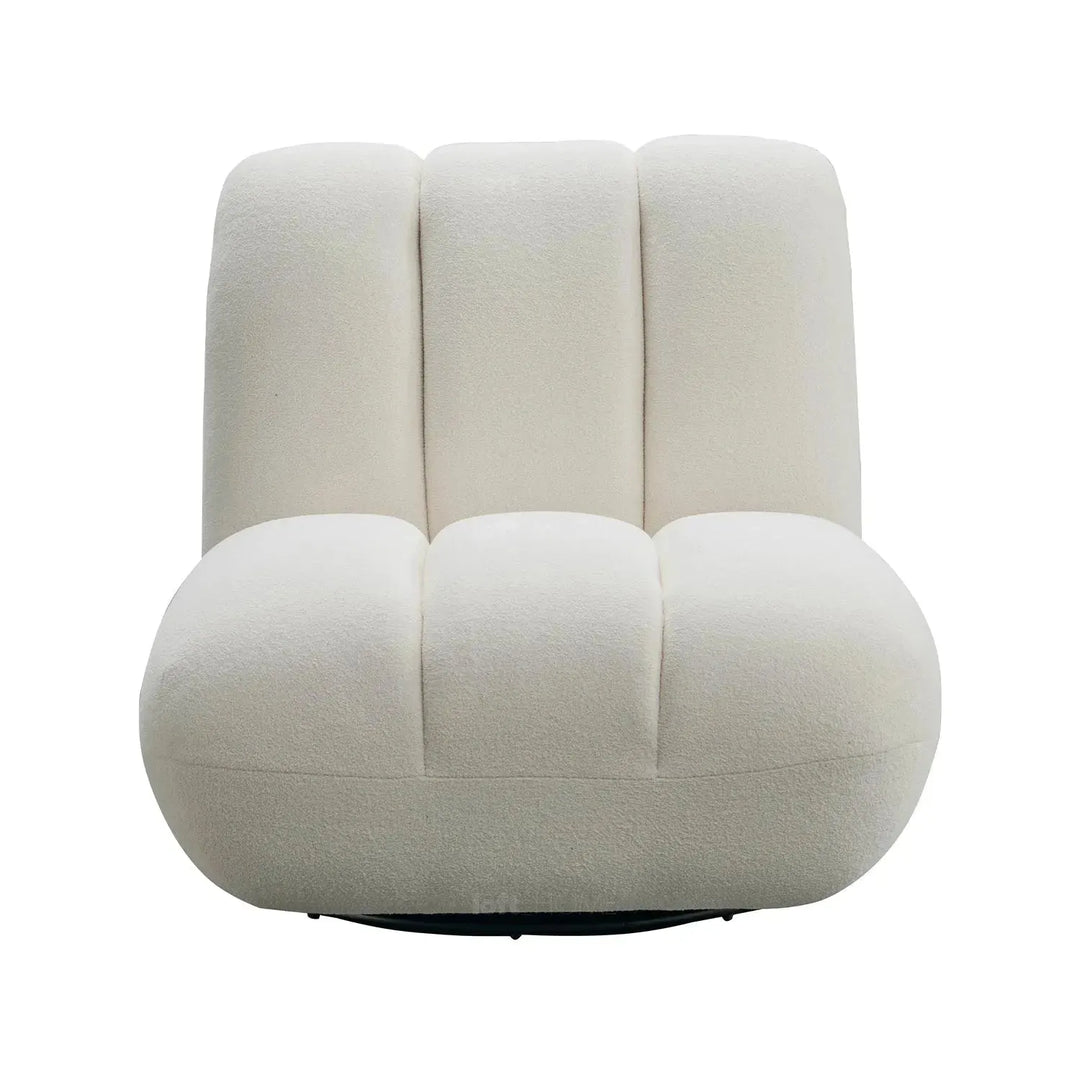 Cream sherpa fabric revolving 1 seater sofa limestone with context.