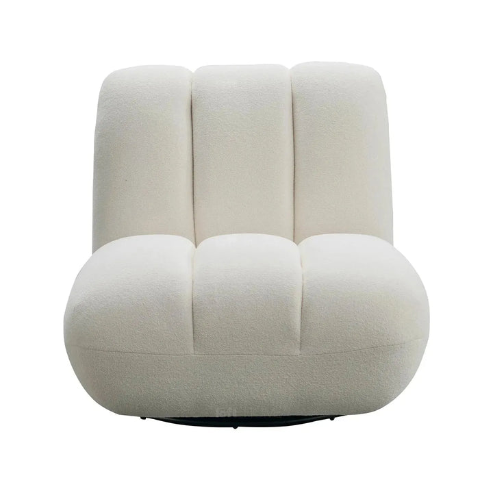 Cream sherpa fabric revolving 1 seater sofa limestone with context.