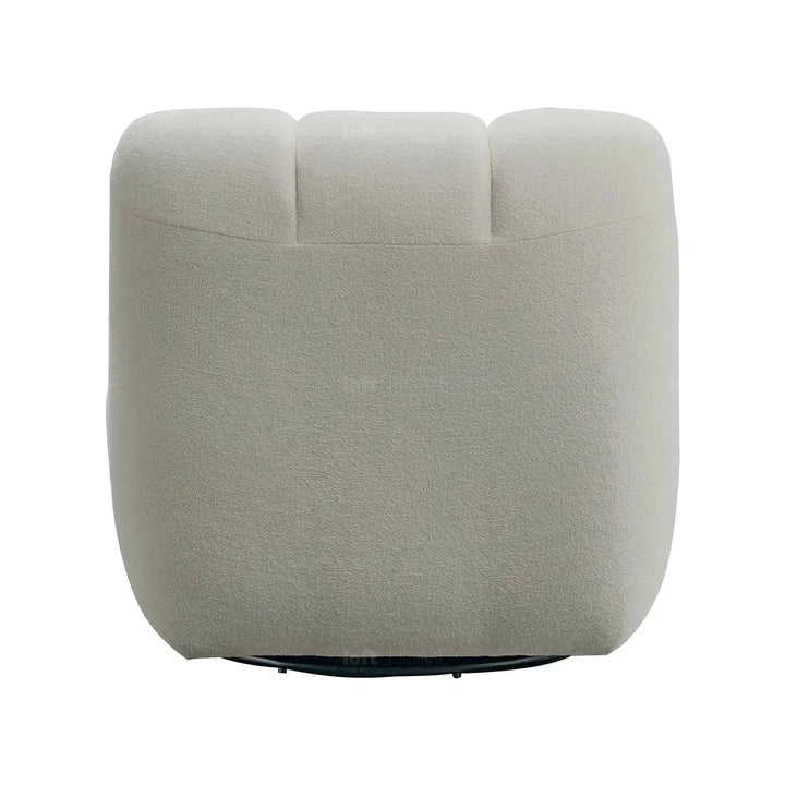 Cream sherpa fabric revolving 1 seater sofa limestone in details.