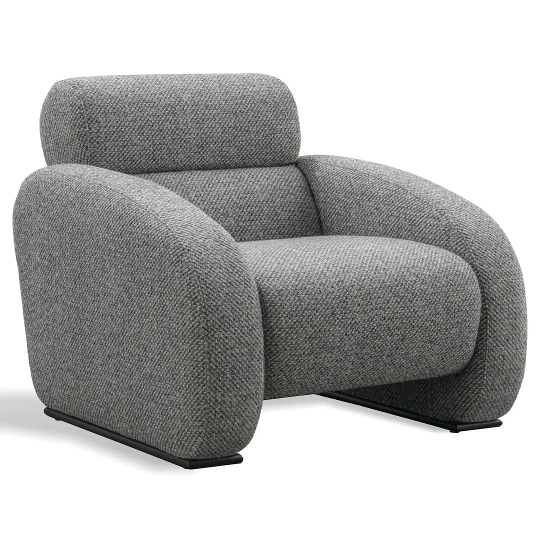 Modern mixed weave fabric 1 seater sofa monolithe in white background.