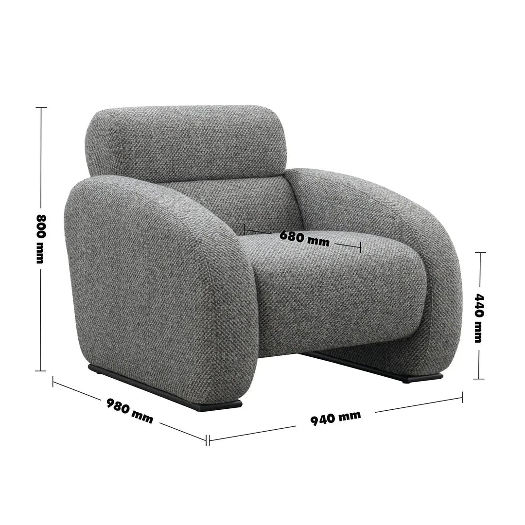 Modern mixed weave fabric 1 seater sofa monolithe size charts.