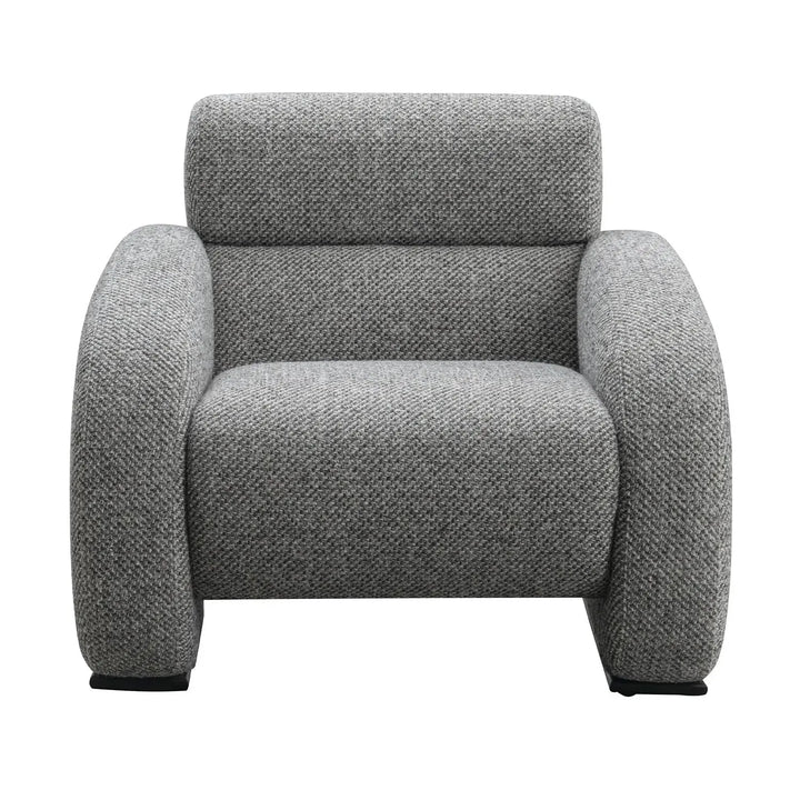 Modern mixed weave fabric 1 seater sofa monolithe color swatches.