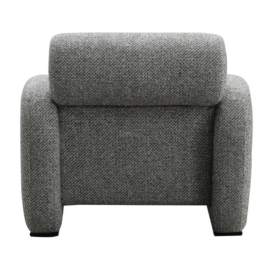 Modern mixed weave fabric 1 seater sofa monolithe material variants.