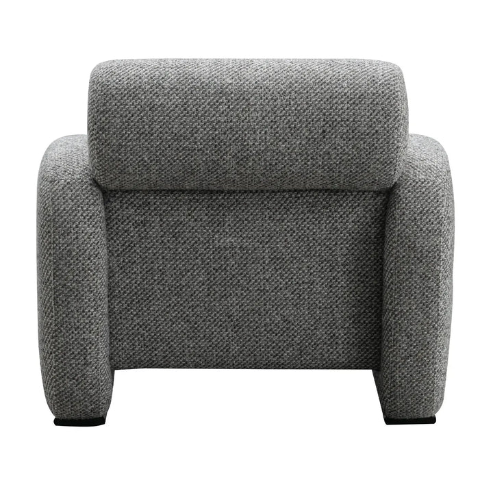 Modern mixed weave fabric 1 seater sofa monolithe material variants.