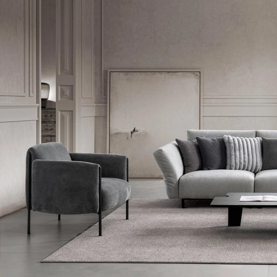 Modern mixed weave fabric 1 seater sofa mosaic primary product view.