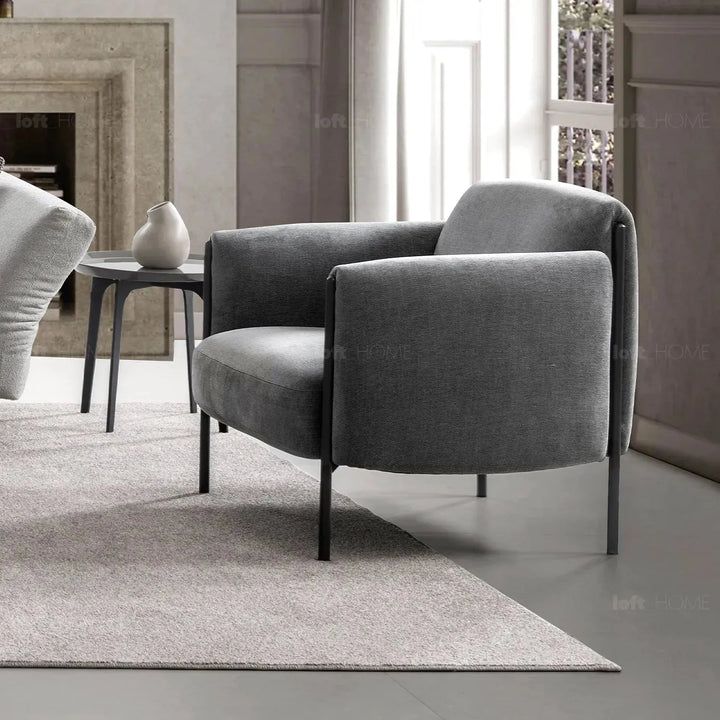 Modern mixed weave fabric 1 seater sofa mosaic in real life style.