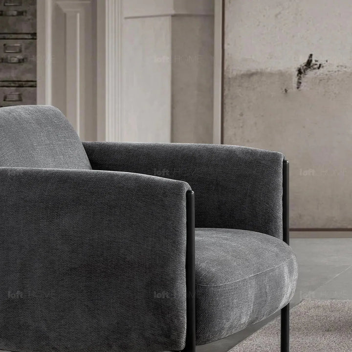 Modern mixed weave fabric 1 seater sofa mosaic in details.
