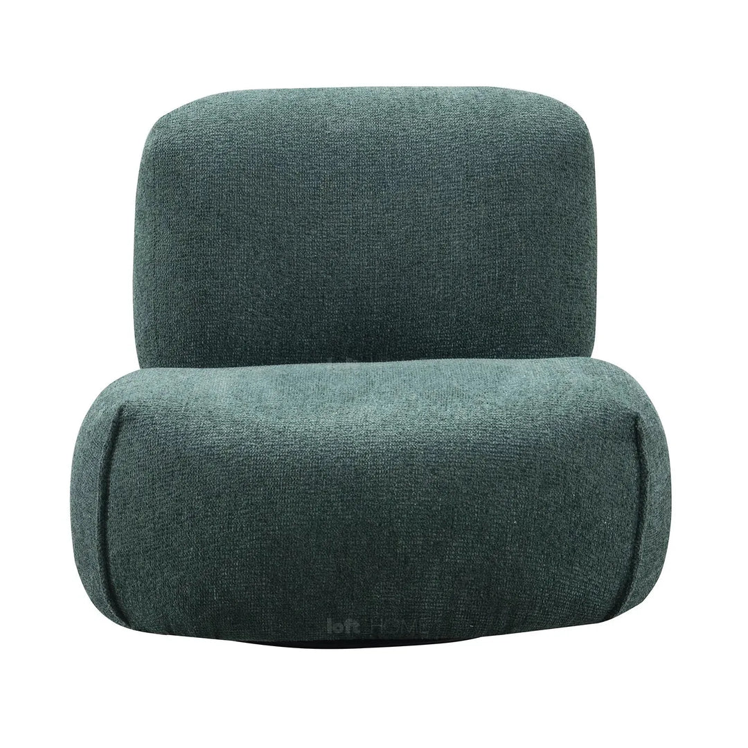 Cream mixed weave fabric revolving 1 seater sofa moss color swatches.
