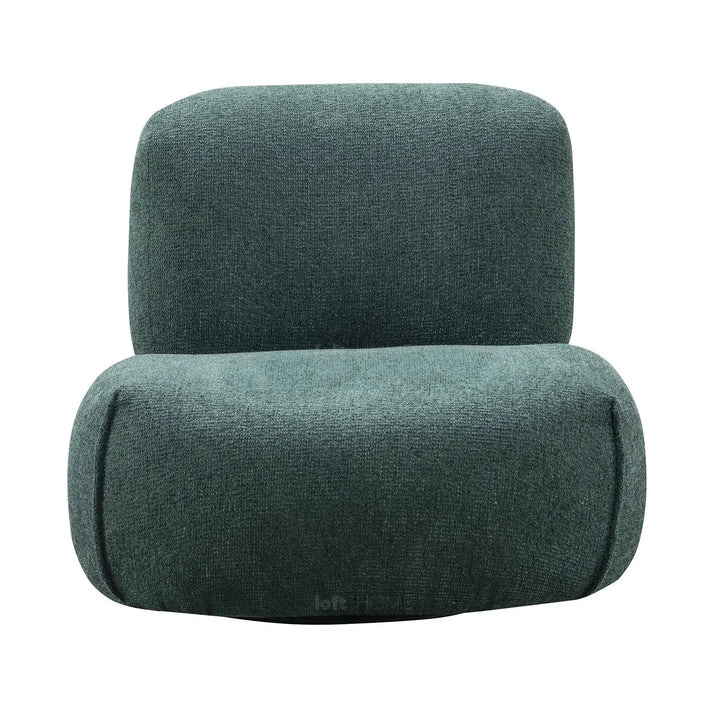 Cream mixed weave fabric revolving 1 seater sofa moss color swatches.