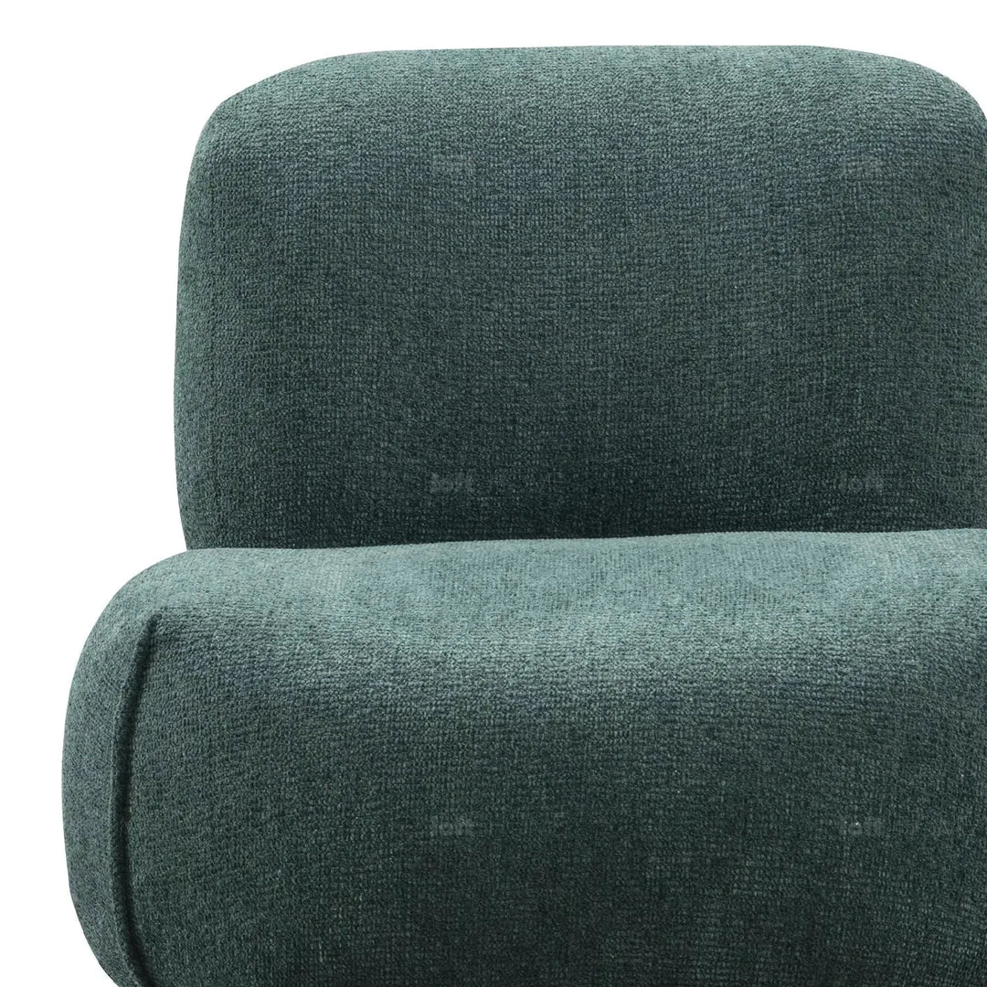 Cream mixed weave fabric revolving 1 seater sofa moss with context.