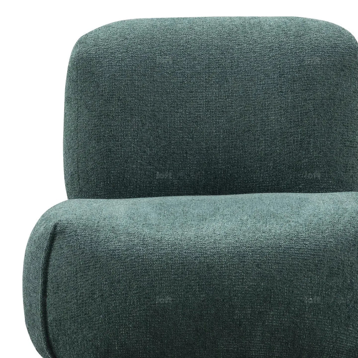 Cream mixed weave fabric revolving 1 seater sofa moss with context.