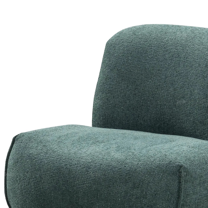 Cream mixed weave fabric revolving 1 seater sofa moss in details.