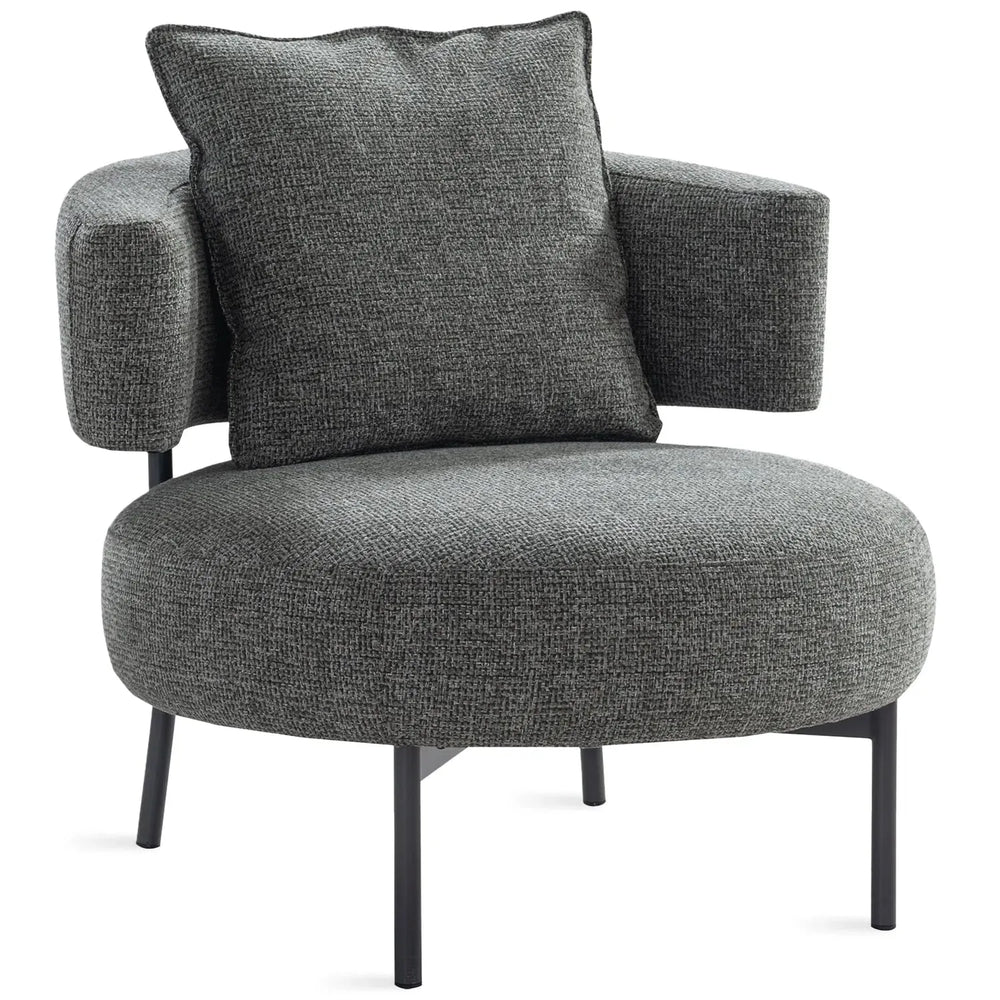 Modern mixed weave fabric 1 seater sofa nave in white background.