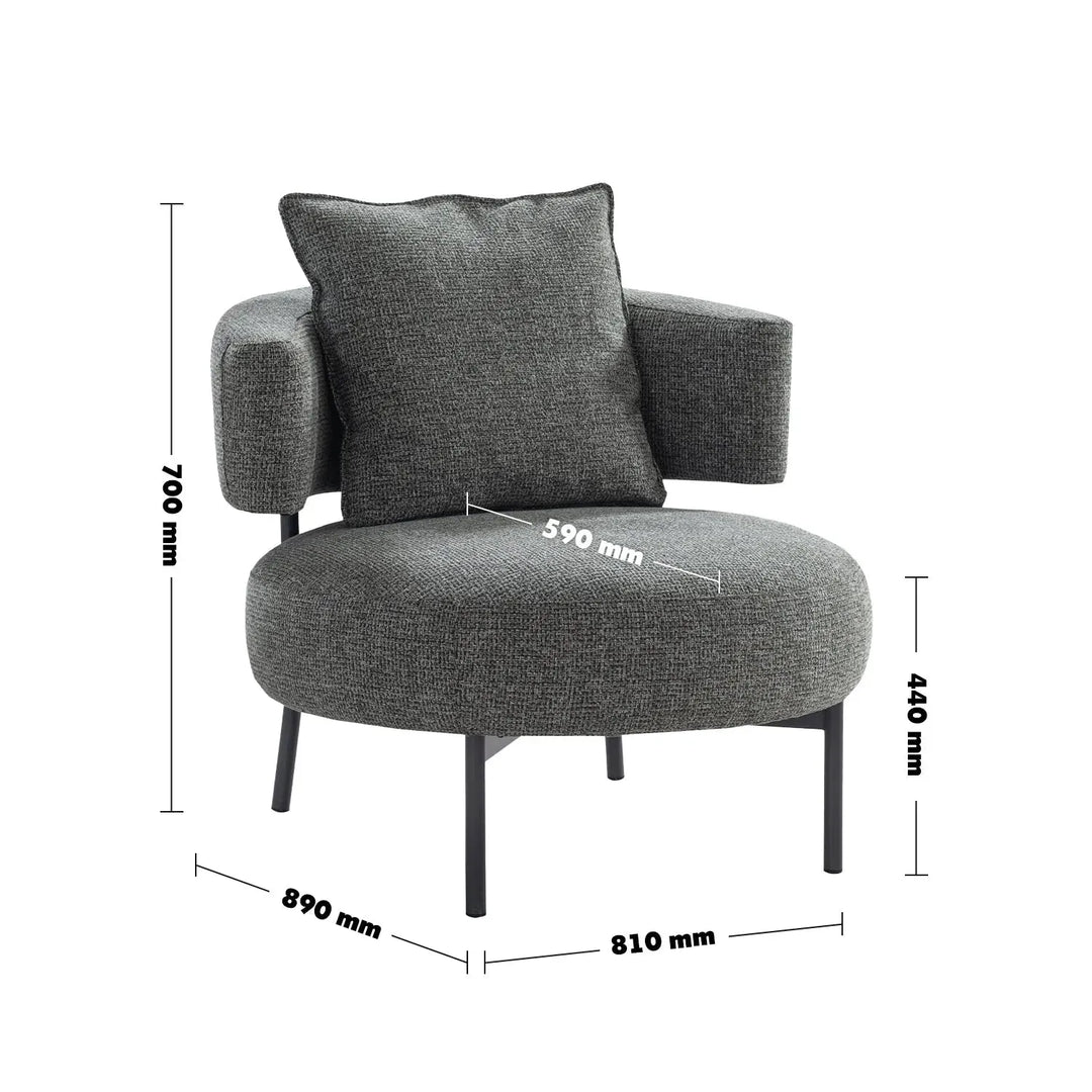 Modern mixed weave fabric 1 seater sofa nave size charts.