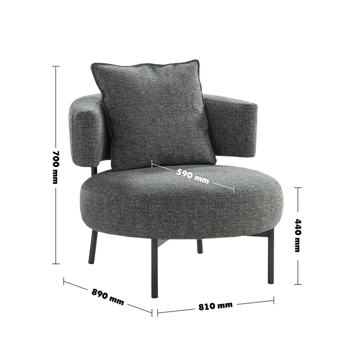 Modern mixed weave fabric 1 seater sofa nave size charts.