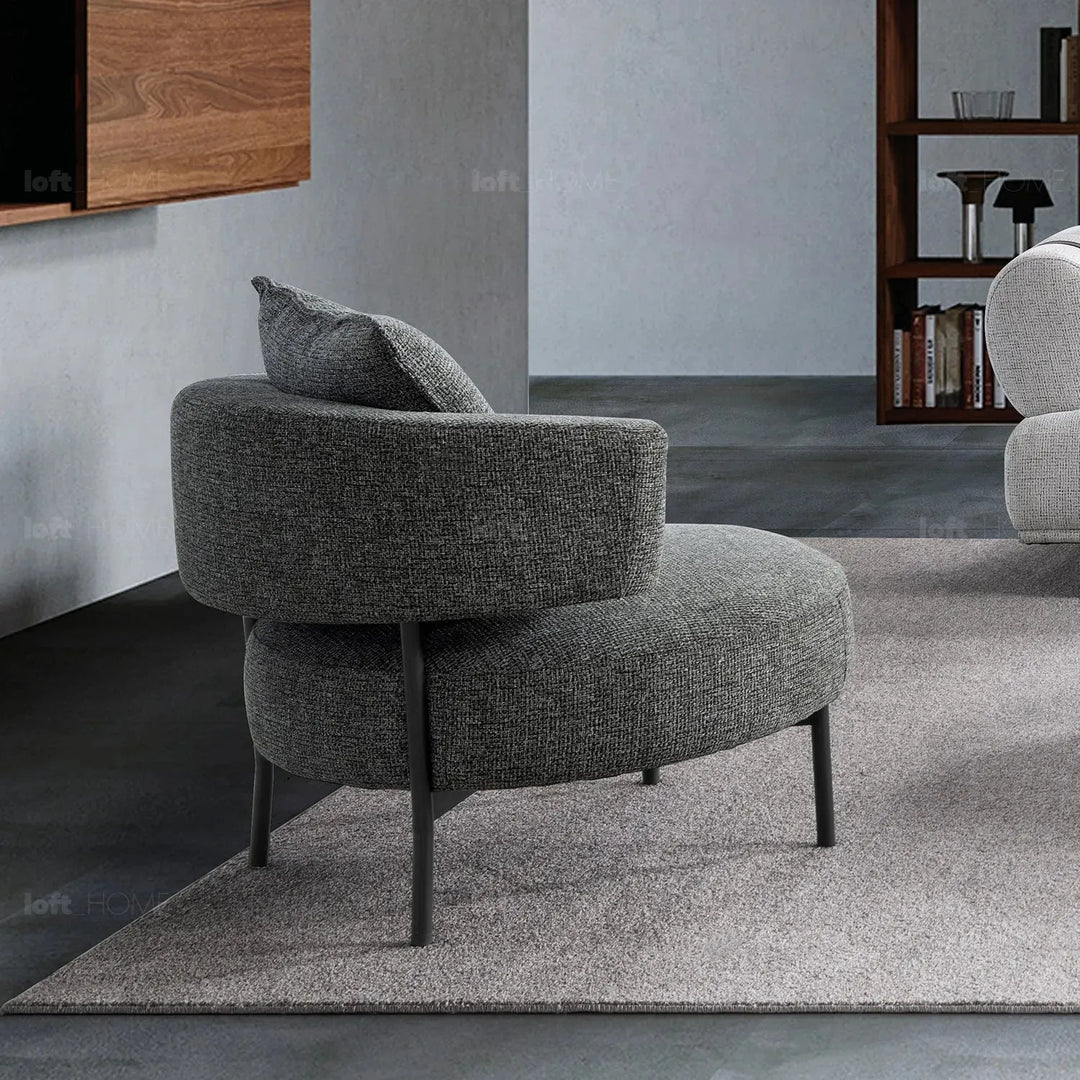 Modern mixed weave fabric 1 seater sofa nave in details.