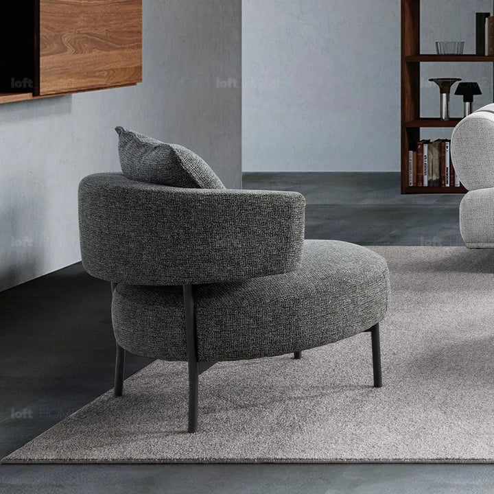 Modern mixed weave fabric 1 seater sofa nave in details.