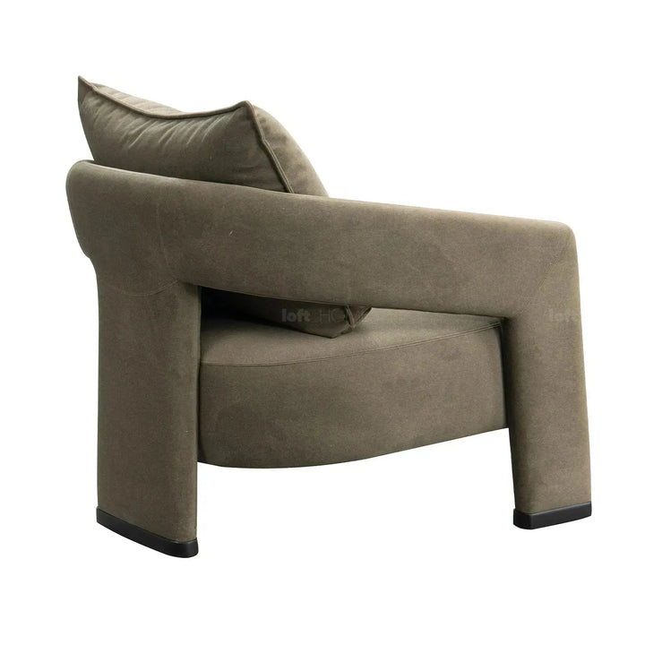 Modern suede fabric 1 seater sofa pheral in panoramic view.