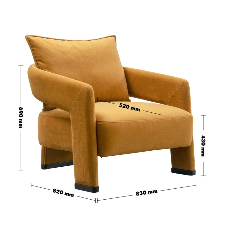 Modern suede fabric 1 seater sofa pheral size charts.