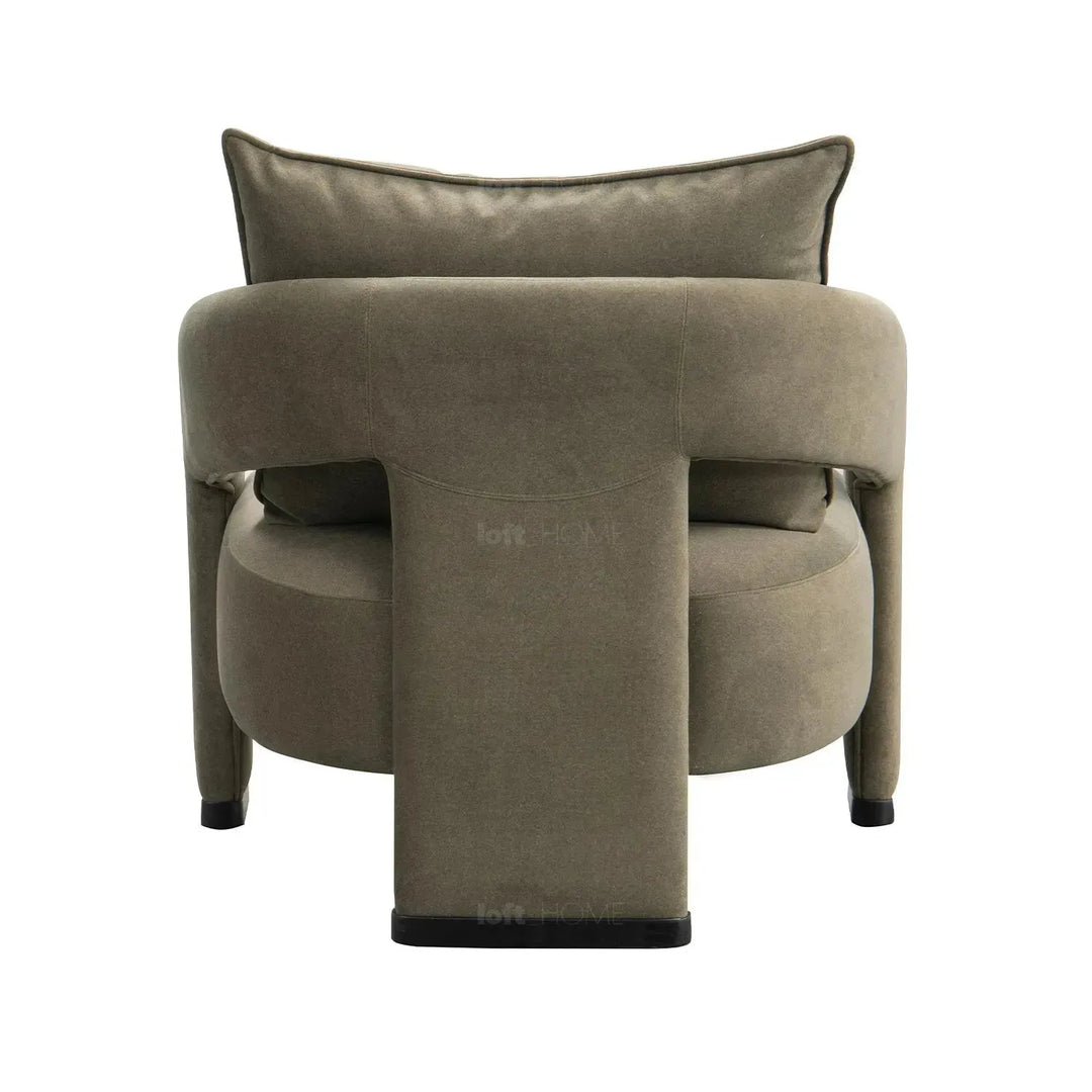 Modern suede fabric 1 seater sofa pheral in close up details.