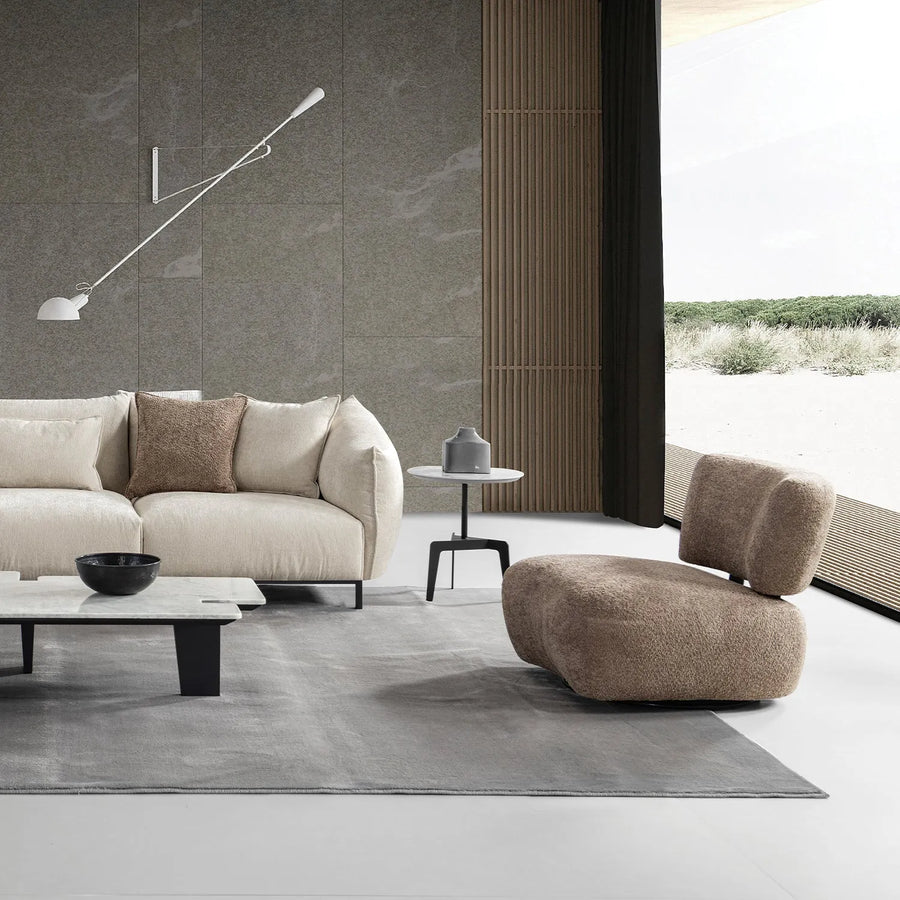 Cream sherpa fabric revolving 1 seater sofa rite primary product view.